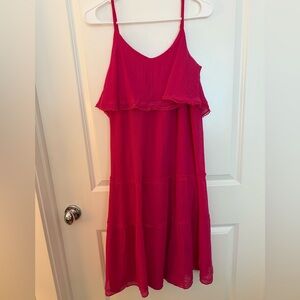 Silk combo hot pink flapper and flounce‎ layered Size 6 dress adjustable straps